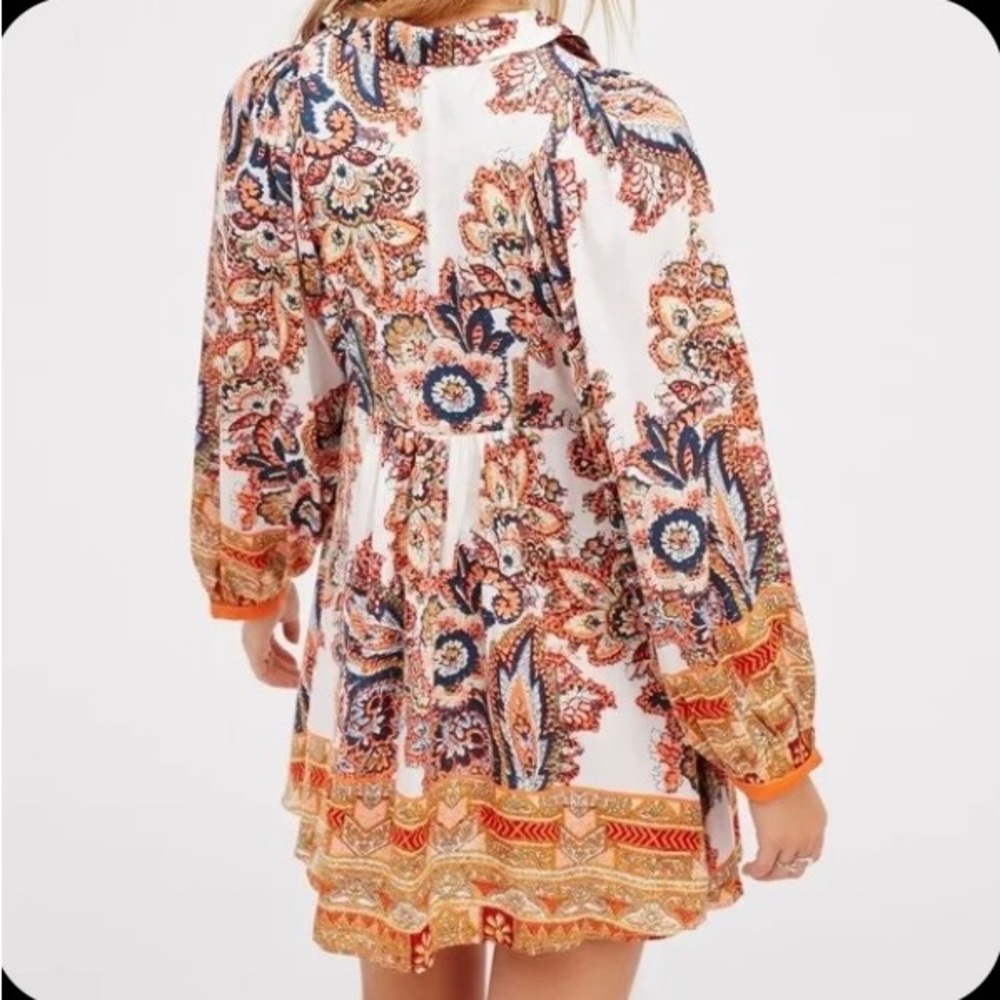 EUC Free People paisley long sleeve v neck dress size S - Picture 3 of 8